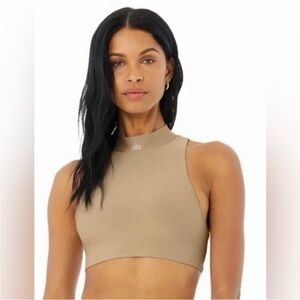 Alo Yoga Airlift Fuse Bra Cropped Tank Top In Tan Gravel Women’s Size S